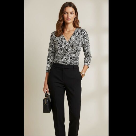 Talbots Surplice Wrap 3/4 Sleeves Blouse Top Size Small Petites - Picture 2 of 9